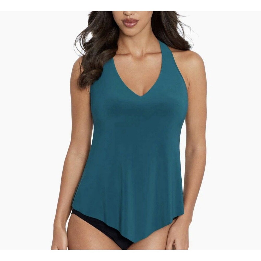 NWT MAGICSUIT by MIRACLESUIT TAYLOR TANKINI SWIMSUIT TOP Peacock Blue Women Sz 8 - Picture 1 of 8